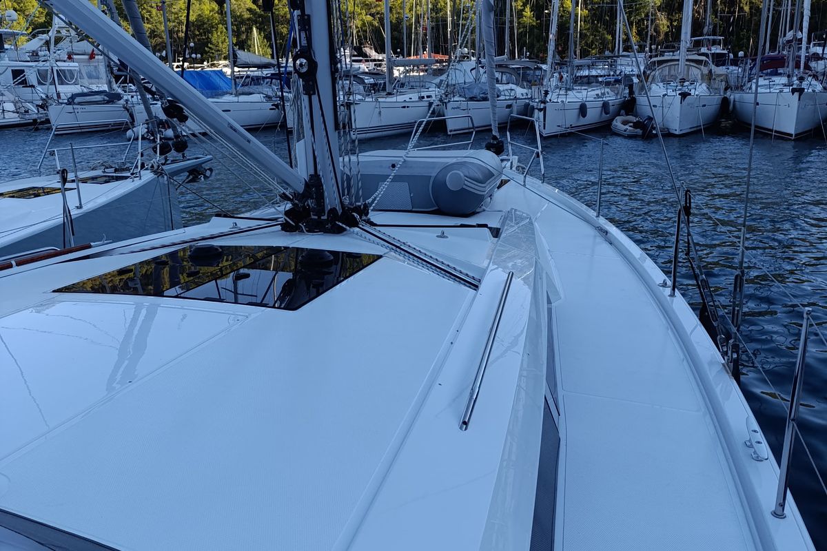 Deck of Binlik, a Hanse Yachts Hanse 460 sailboat at Fethiye, Turkey