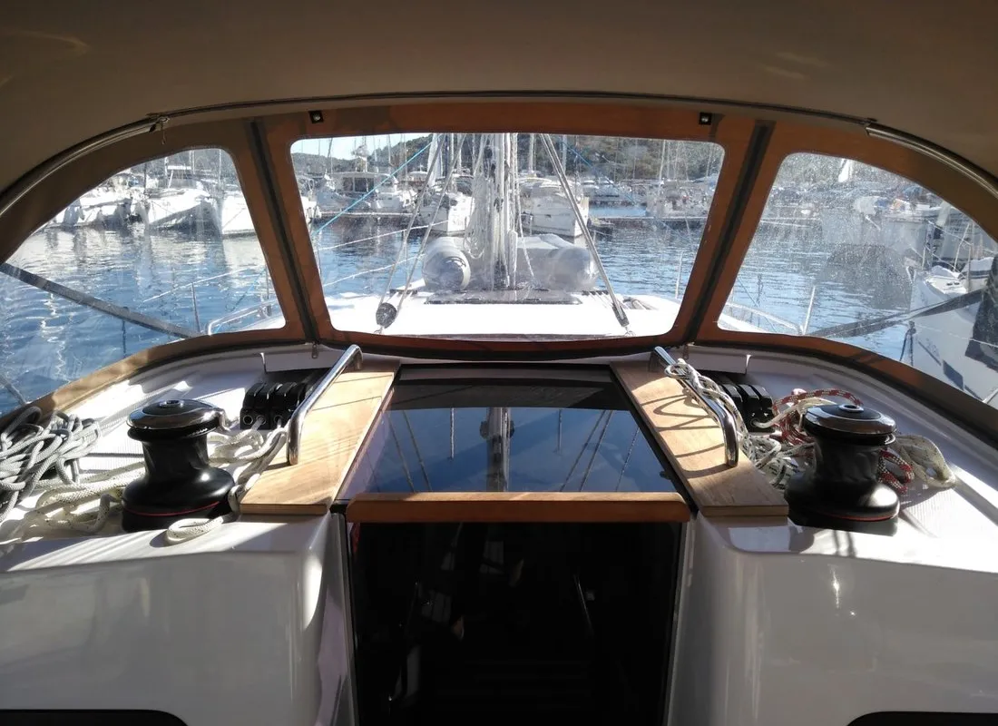 Deck of Sea Cloud 3, a Elan Impression 45.1 sailboat at Grad Pula, Croatia