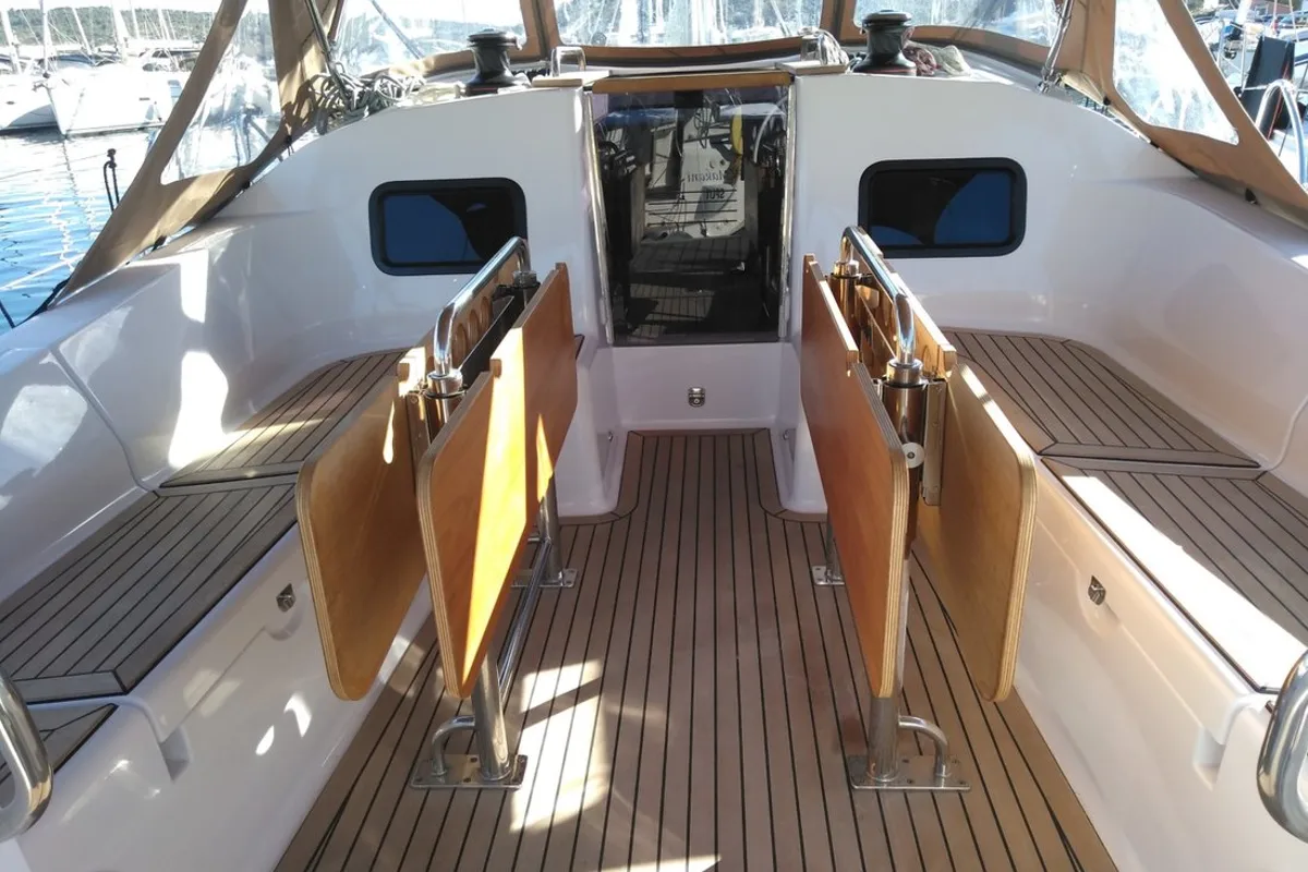 Deck of Sea Cloud 3, a Elan Impression 45.1 sailboat at Grad Pula, Croatia