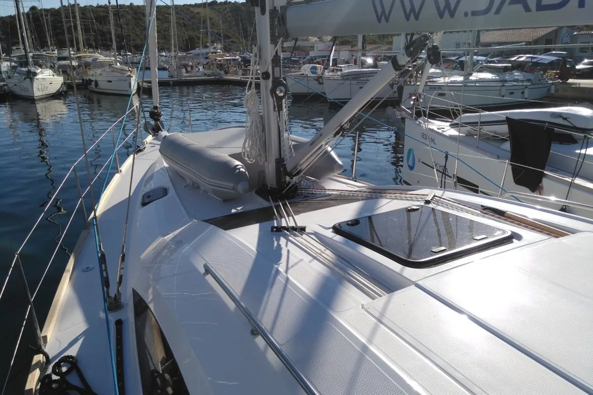 Deck of Sea Cloud 3, a Elan Impression 45.1 sailboat at Grad Pula, Croatia