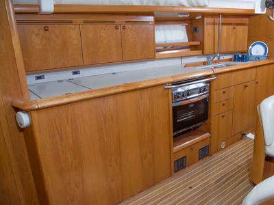 Galley of Spanaki II, a Jeanneau Sun Odyssey 45 sailboat at Athens, Greece