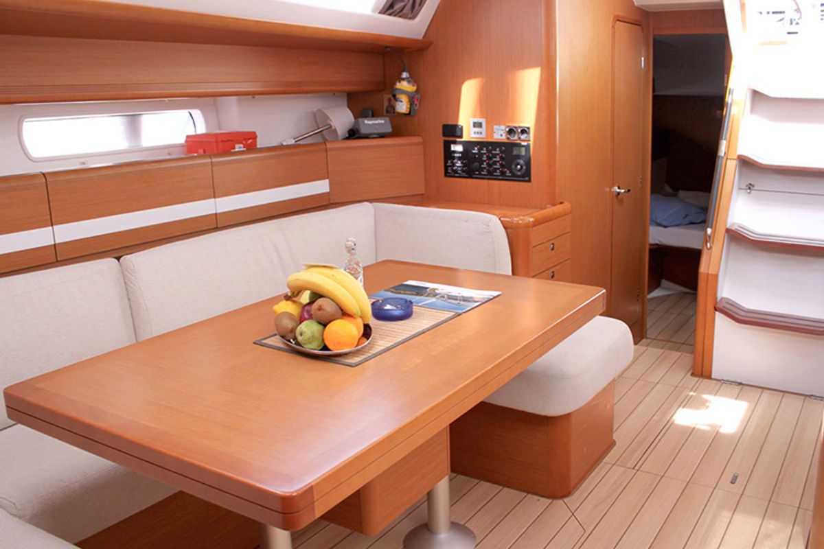 Salon of Zeus, a Jeanneau 53 sailboat at Lavreotiki Municipal Unit, Greece