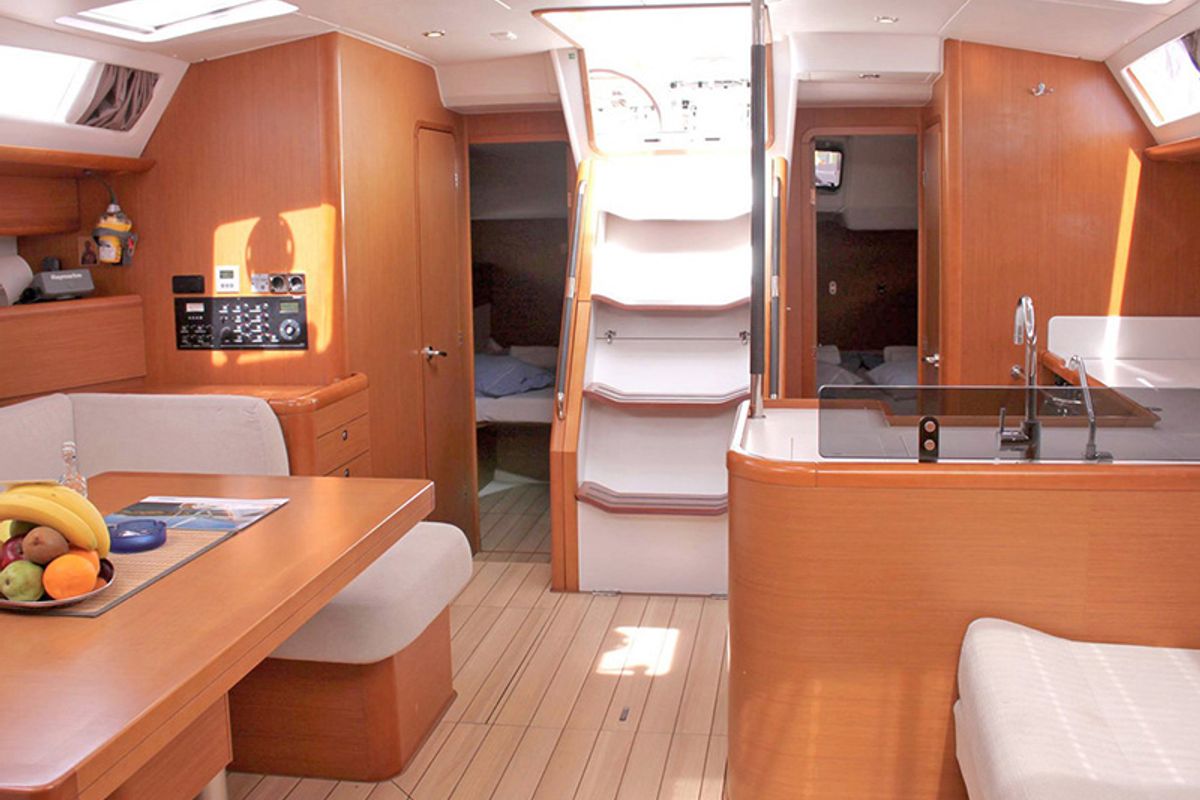 Salon of Zeus, a Jeanneau 53 sailboat at Lavreotiki Municipal Unit, Greece