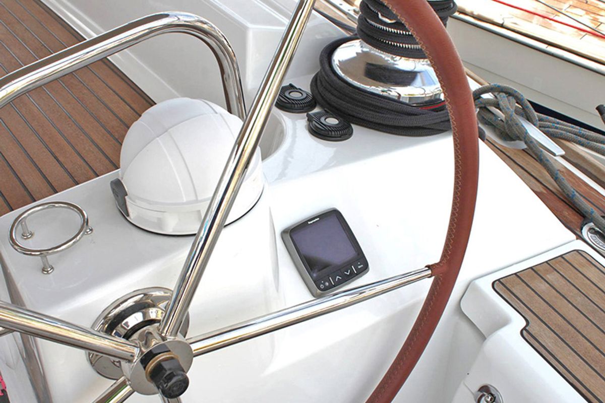 Cockpit of Zeus, a Jeanneau 53 sailboat at Lavreotiki Municipal Unit, Greece