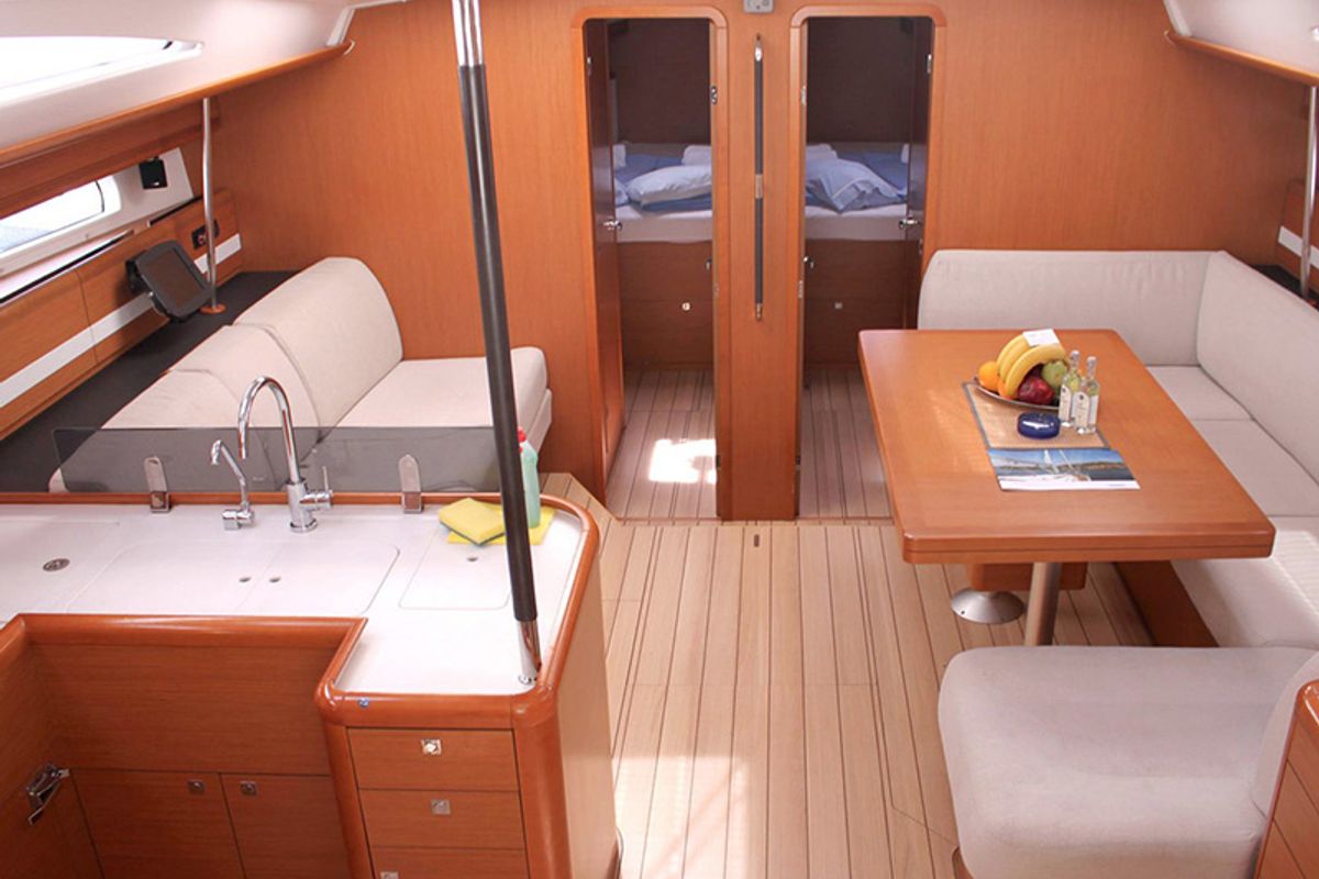 Galley of Zeus, a Jeanneau 53 sailboat at Lavreotiki Municipal Unit, Greece