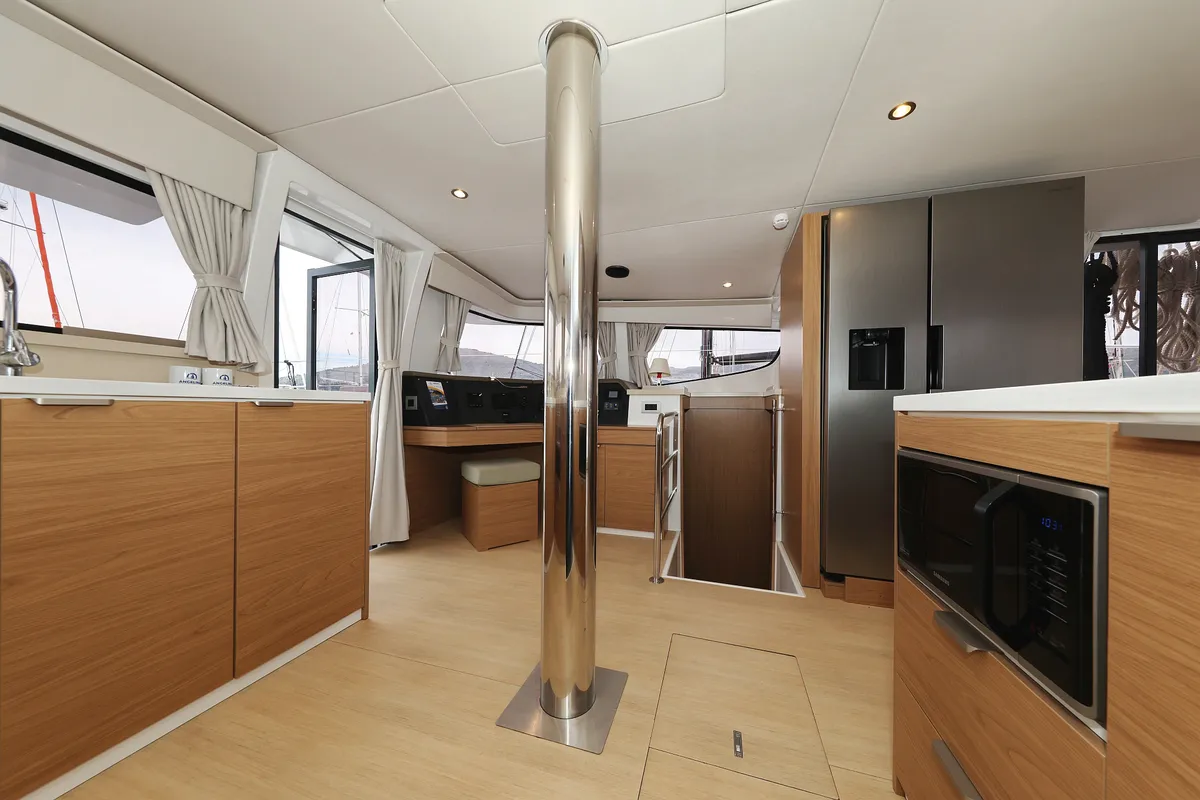 Galley of Double Trouble, a Bali 4.4 catamaran at Općina Rogoznica, Croatia