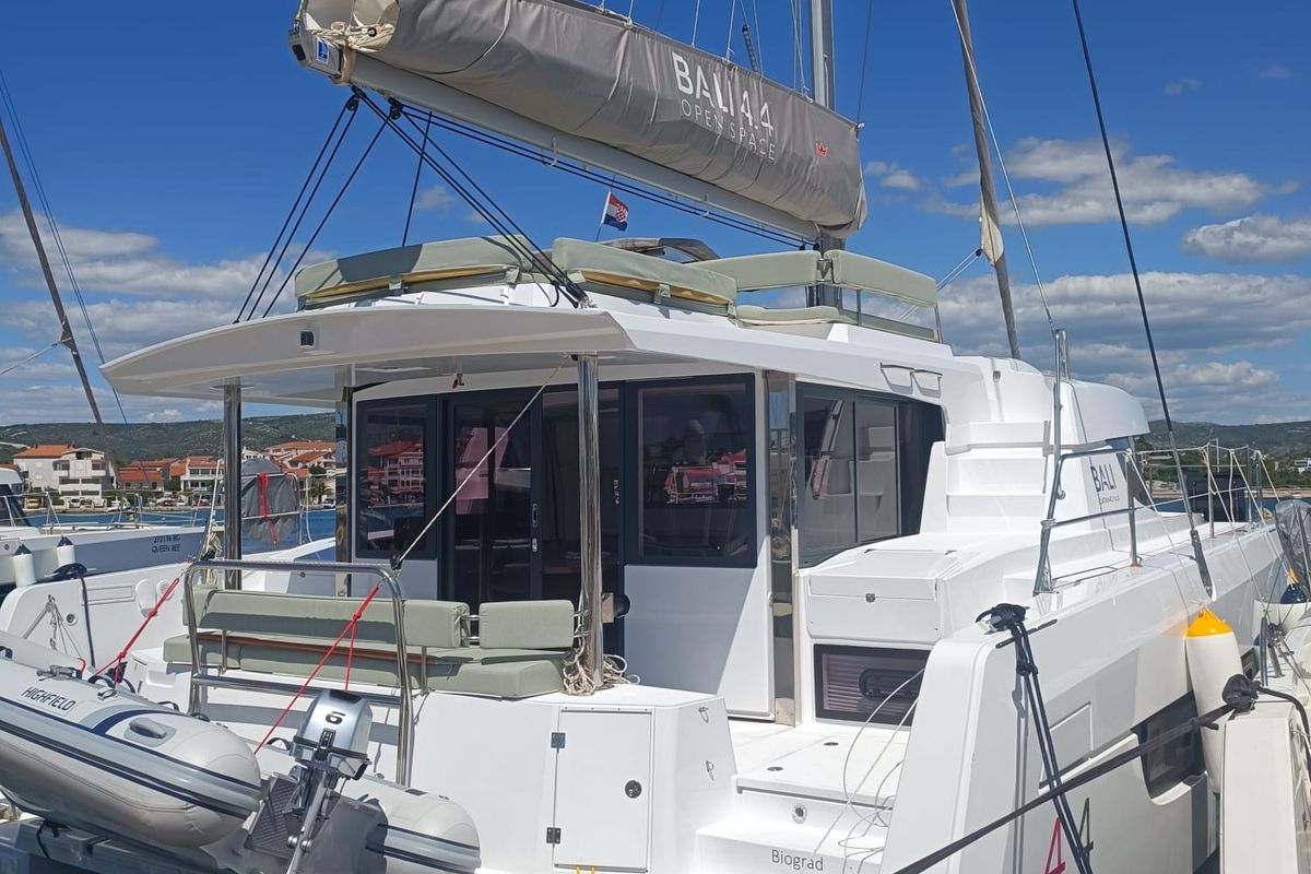 Exterior view of Double Trouble, a Bali 4.4 catamaran at Općina Rogoznica, Croatia