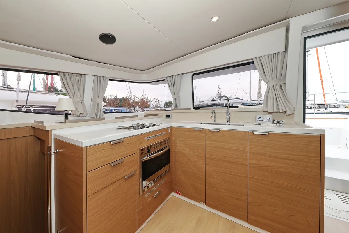 Galley of Double Trouble, a Bali 4.4 catamaran at Općina Rogoznica, Croatia