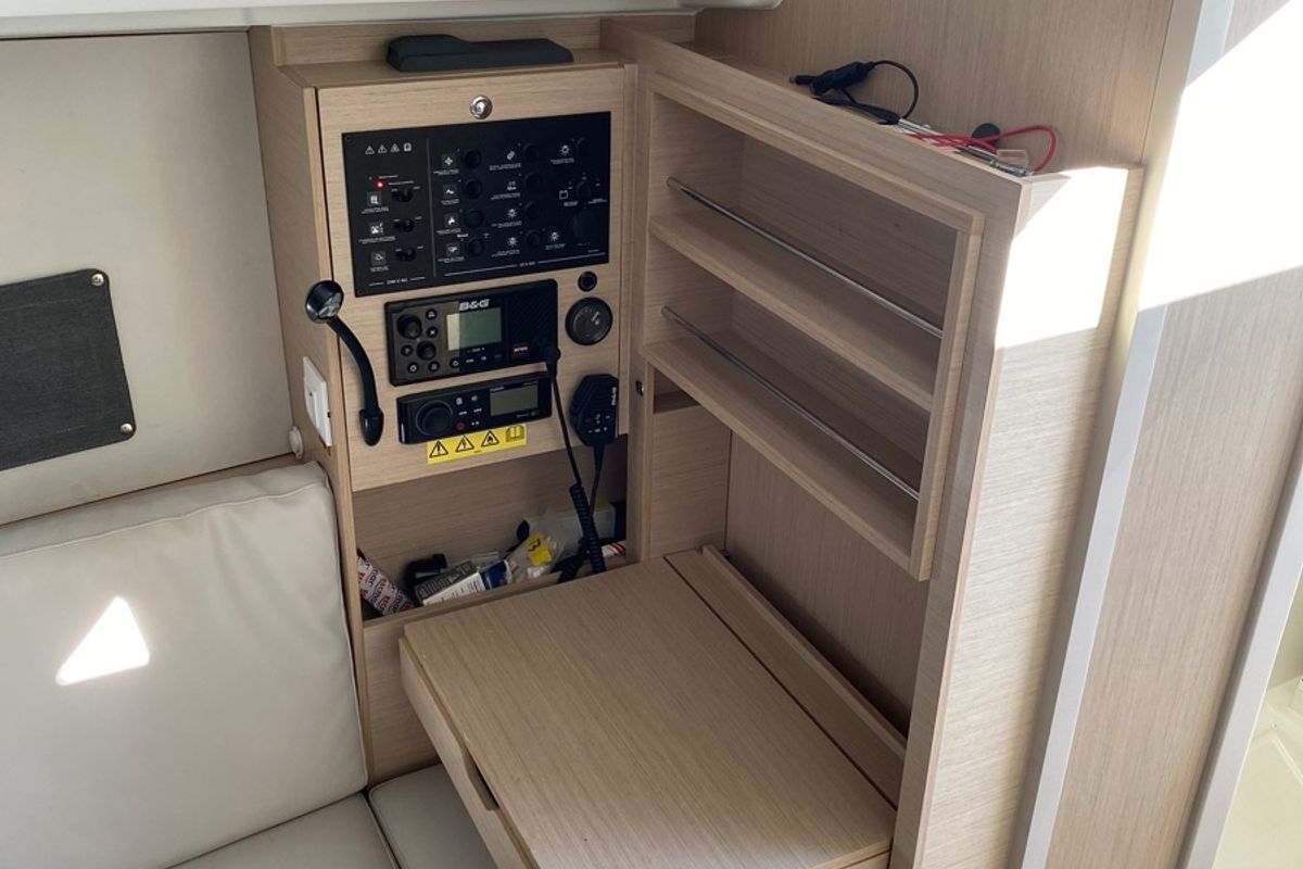 Salon of Carina, a Beneteau Oceanis 30.1 sailboat at Olbia, Italy