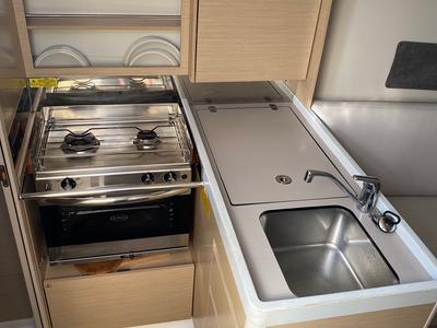 Galley of Carina, a Beneteau Oceanis 30.1 sailboat at Olbia, Italy