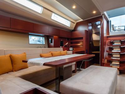 Salon of Atena - Water maker, Solar Panel, a Hanse Yachts Hanse 508 sailboat at Cannigione, Italy