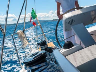 Cockpit of Atena - Water maker, Solar Panel, a Hanse Yachts Hanse 508 sailboat at Cannigione, Italy
