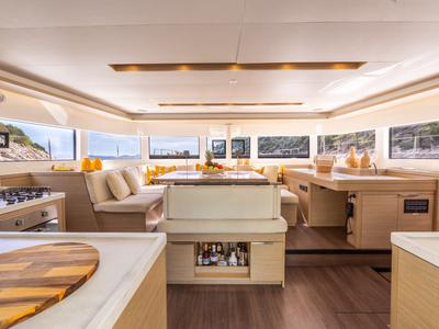 Salon of DOLCIA, a Lagoon 51 catamaran at Municipal Unit of Lefkada, Greece