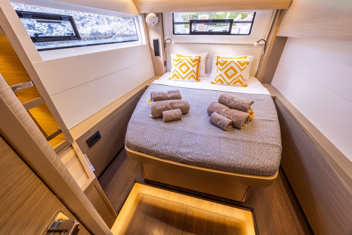 Cabin on DOLCIA, a Lagoon 51 catamaran at Municipal Unit of Lefkada, Greece