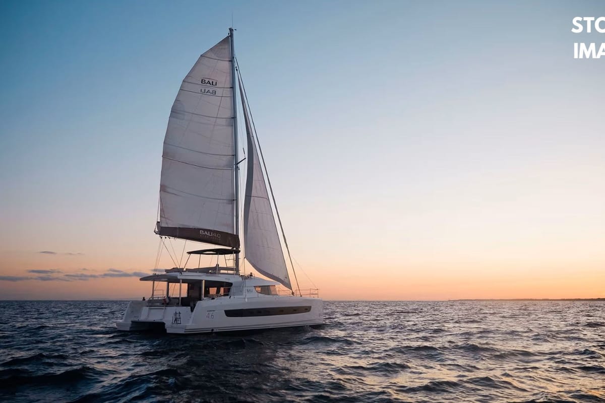 Exterior view of Zen, a Bali 4.6 catamaran at Cannigione, Italy