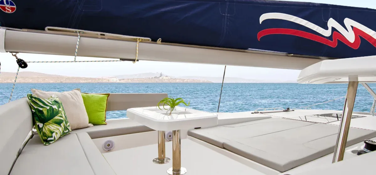Deck of Moorings 4500L/10 Crewed, a Leopard 45 catamaran at Bois D'Orange, Saint Lucia