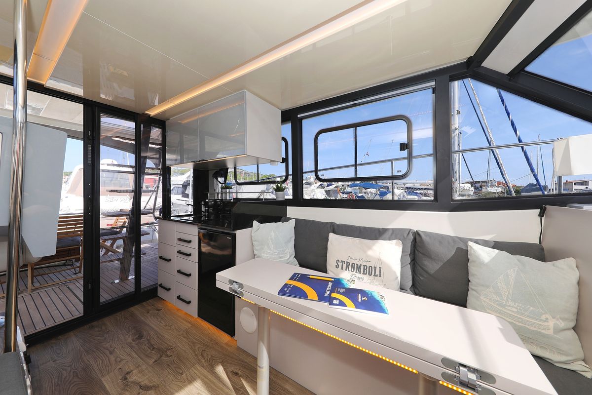 Galley of Muneca, a Cobra Yachts Futura 40 Grand Horizon yacht at Grad Vodice, Croatia