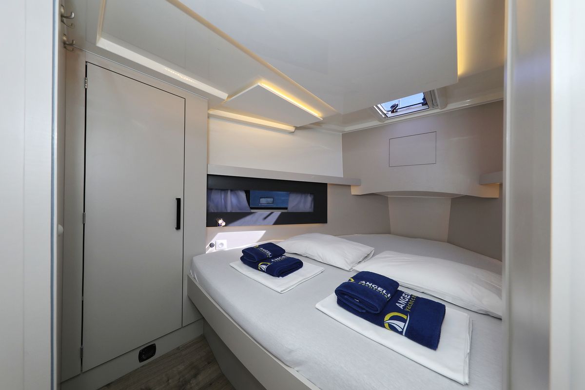 Cabin on Muneca, a Cobra Yachts Futura 40 Grand Horizon yacht at Grad Vodice, Croatia