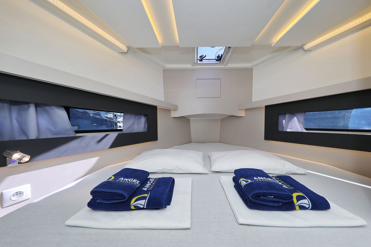 Cabin on Muneca, a Cobra Yachts Futura 40 Grand Horizon yacht at Grad Vodice, Croatia