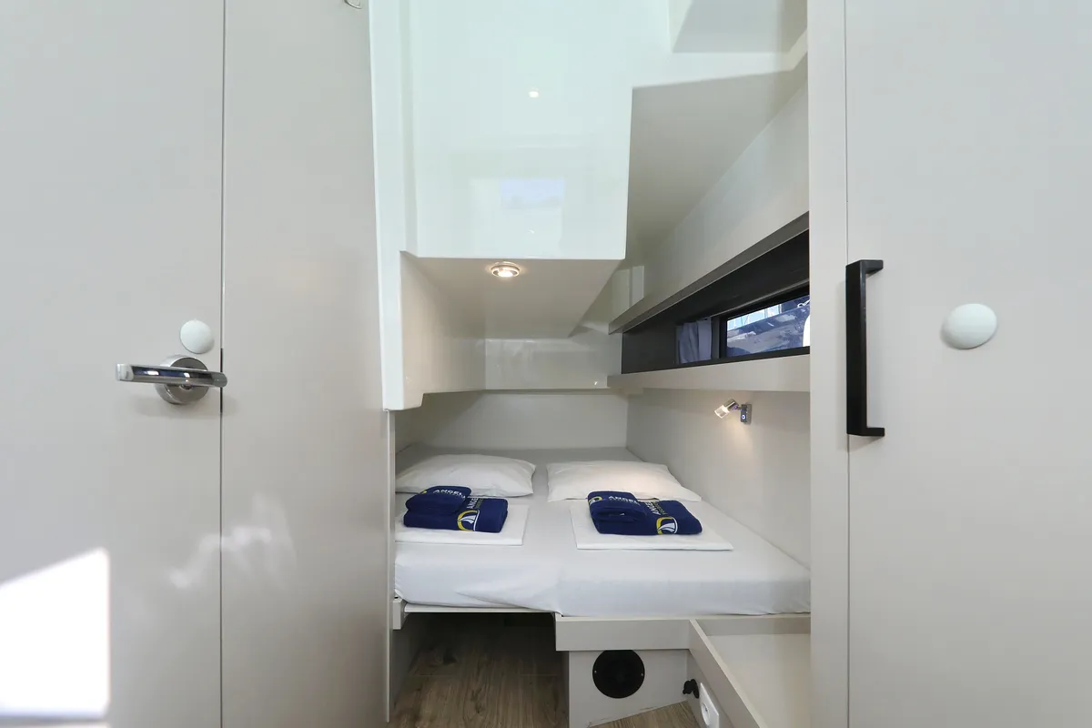 Cabin on Muneca, a Cobra Yachts Futura 40 Grand Horizon yacht at Grad Vodice, Croatia