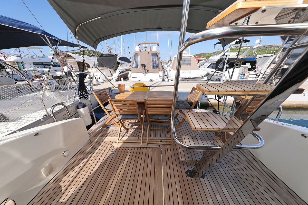 Deck of Muneca, a Cobra Yachts Futura 40 Grand Horizon yacht at Grad Vodice, Croatia