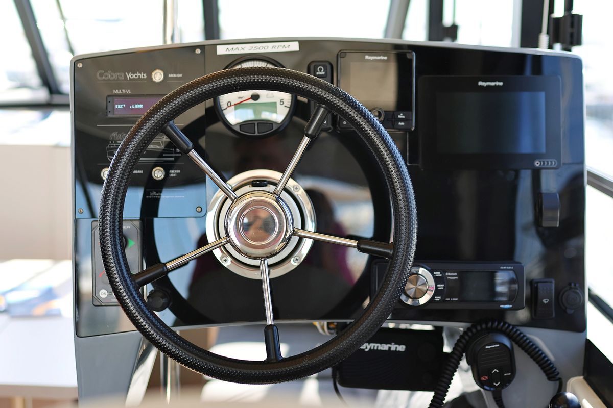 Cockpit of Muneca, a Cobra Yachts Futura 40 Grand Horizon yacht at Grad Vodice, Croatia
