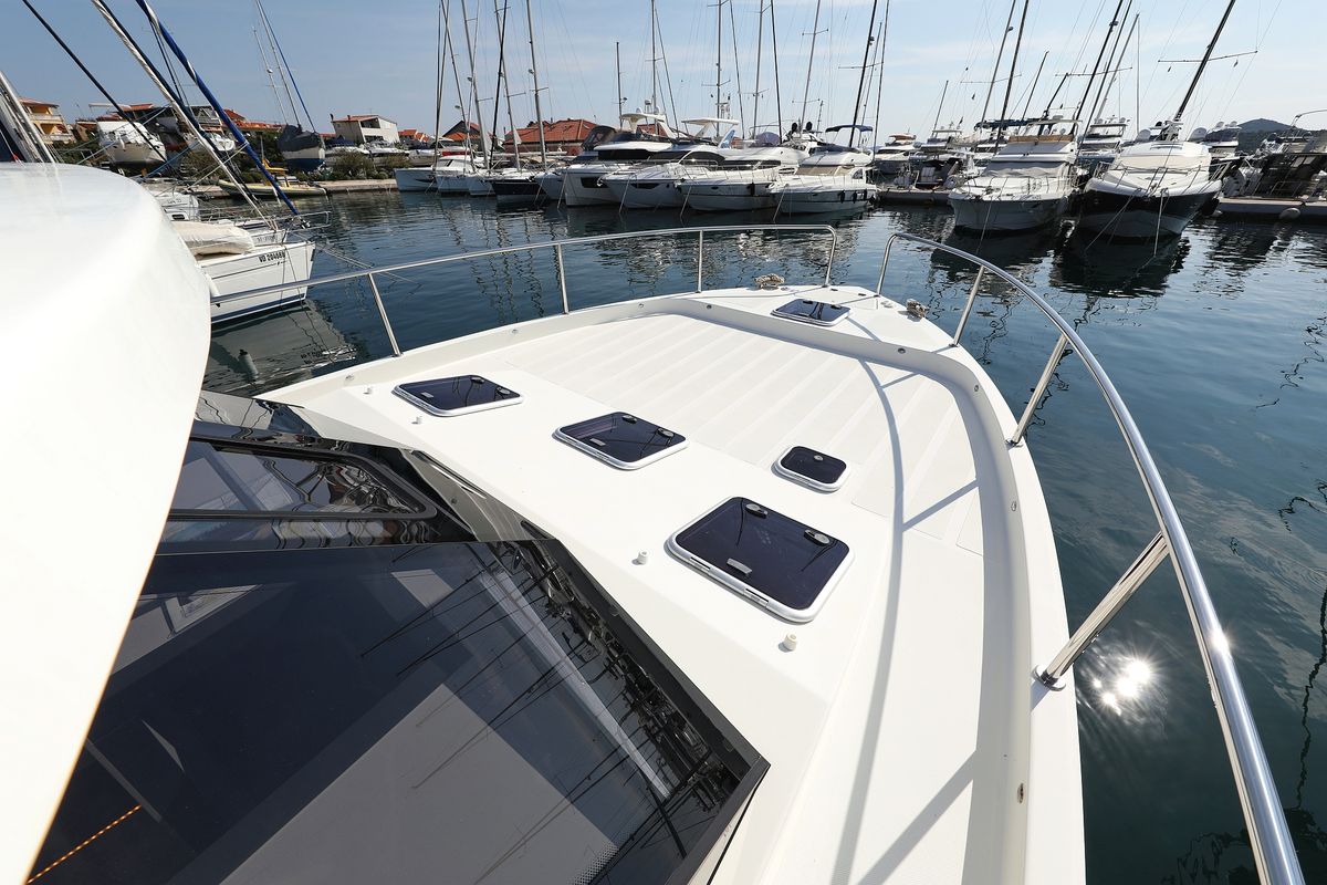 Deck of Muneca, a Cobra Yachts Futura 40 Grand Horizon yacht at Grad Vodice, Croatia