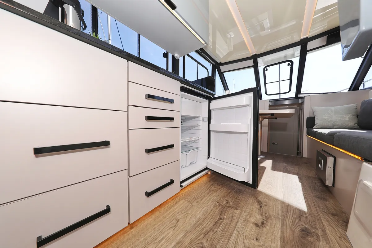 Galley of Muneca, a Cobra Yachts Futura 40 Grand Horizon yacht at Grad Vodice, Croatia