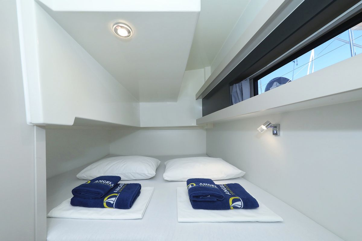 Cabin on Muneca, a Cobra Yachts Futura 40 Grand Horizon yacht at Grad Vodice, Croatia