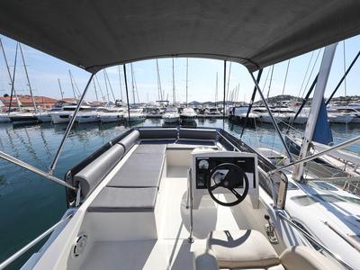 Cockpit of Muneca, a Cobra Yachts Futura 40 Grand Horizon yacht at Grad Vodice, Croatia