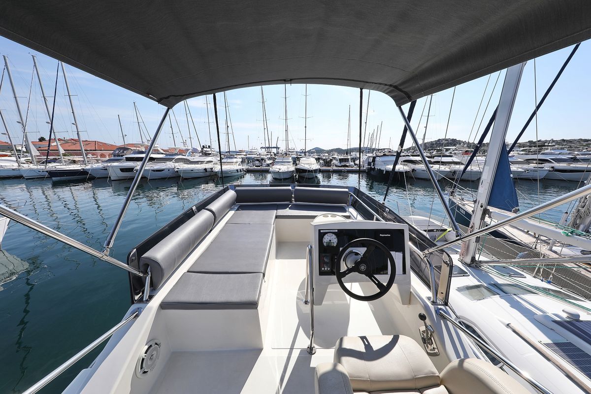 Cockpit of Muneca, a Cobra Yachts Futura 40 Grand Horizon yacht at Grad Vodice, Croatia