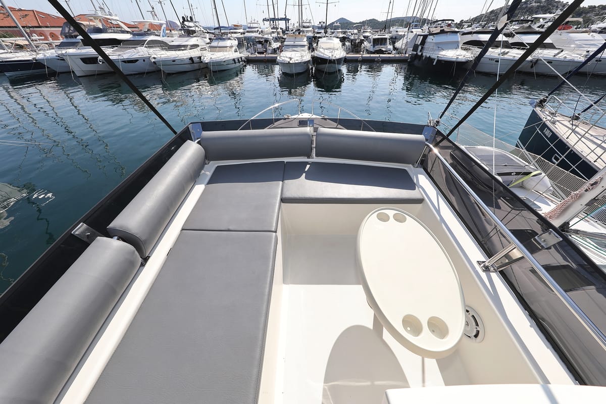 Deck of Muneca, a Cobra Yachts Futura 40 Grand Horizon yacht at Grad Vodice, Croatia