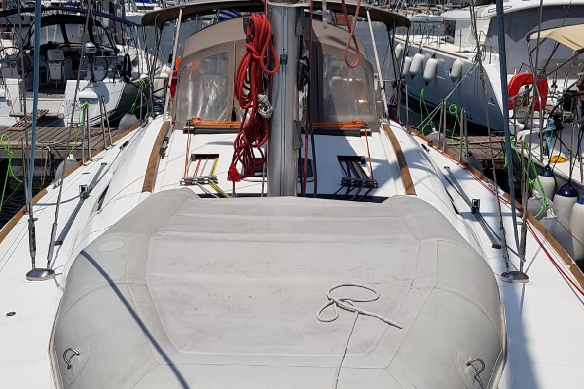 Deck of Sifnos 46.1, a Beneteau Oceanis 46 sailboat at Athens, Greece