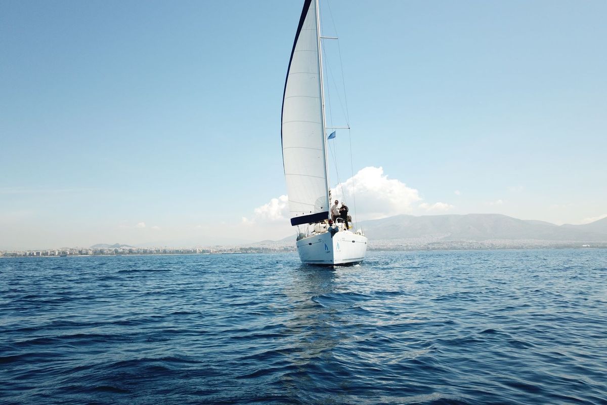 Exterior view of Sifnos 46.1, a Beneteau Oceanis 46 sailboat at Athens, Greece