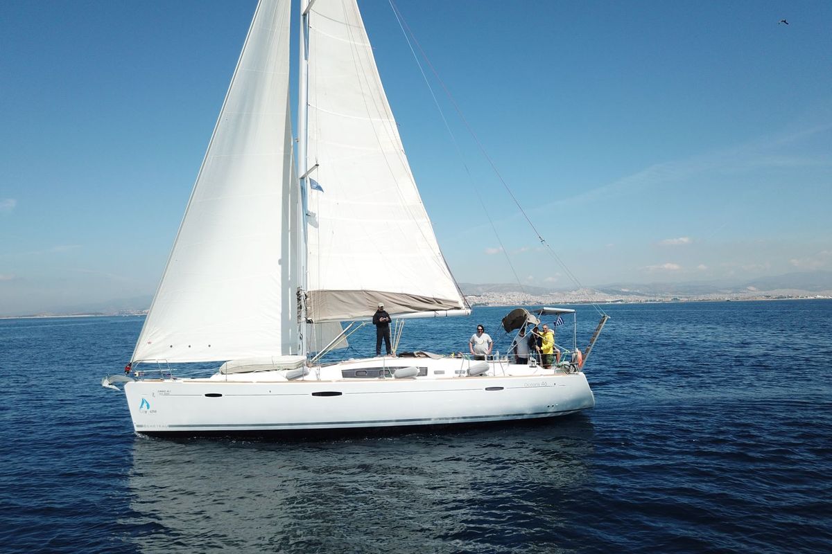 Exterior view of Sifnos 46.1, a Beneteau Oceanis 46 sailboat at Athens, Greece