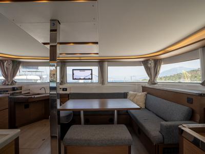 Salon of Dream Life, a Lagoon 46 catamaran at Fethiye, Turkey