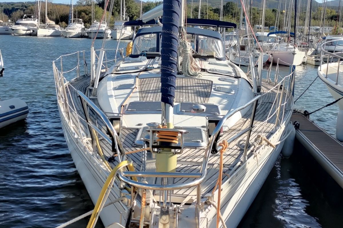 Exterior view of Slow, a Jeanneau Sun Odyssey 52.2 sailboat at Roses, Spain