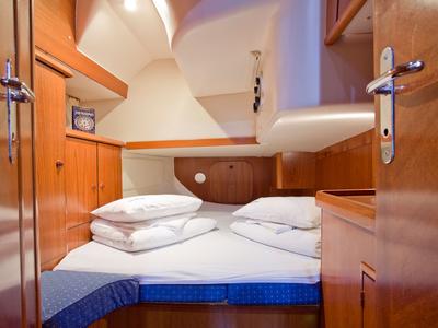 Cabin on Slow, a Jeanneau Sun Odyssey 52.2 sailboat at Roses, Spain