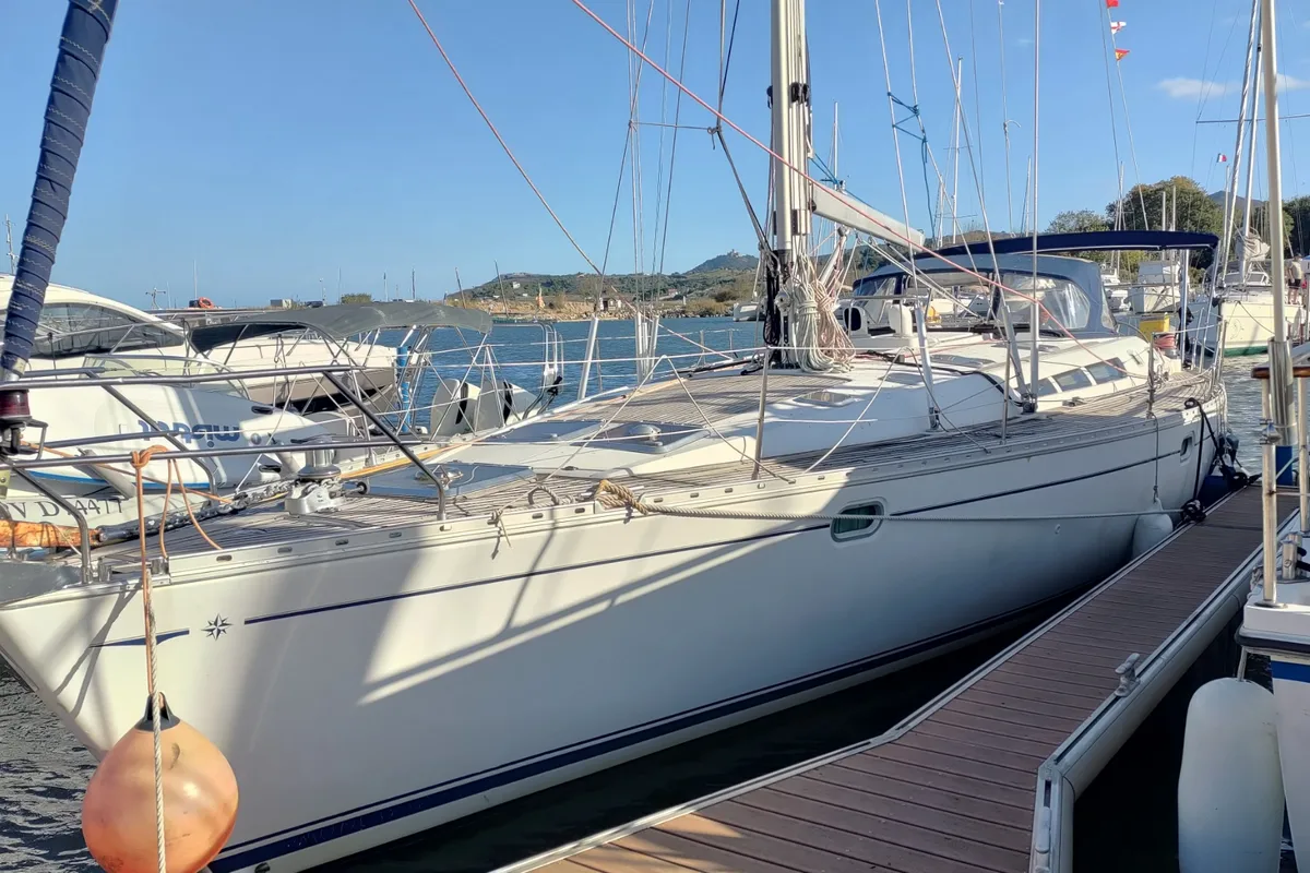 Exterior view of Slow, a Jeanneau Sun Odyssey 52.2 sailboat at Roses, Spain