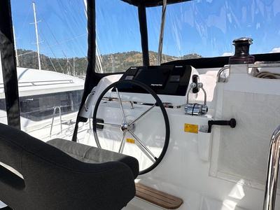Cockpit of Mare, a Lagoon 42 catamaran at Marmaris, Turkey
