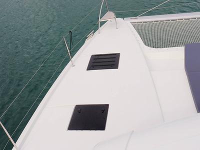 Deck of Instigator, a Fountaine Pajot Tanna 47 catamaran at Road Town, British Virgin Islands