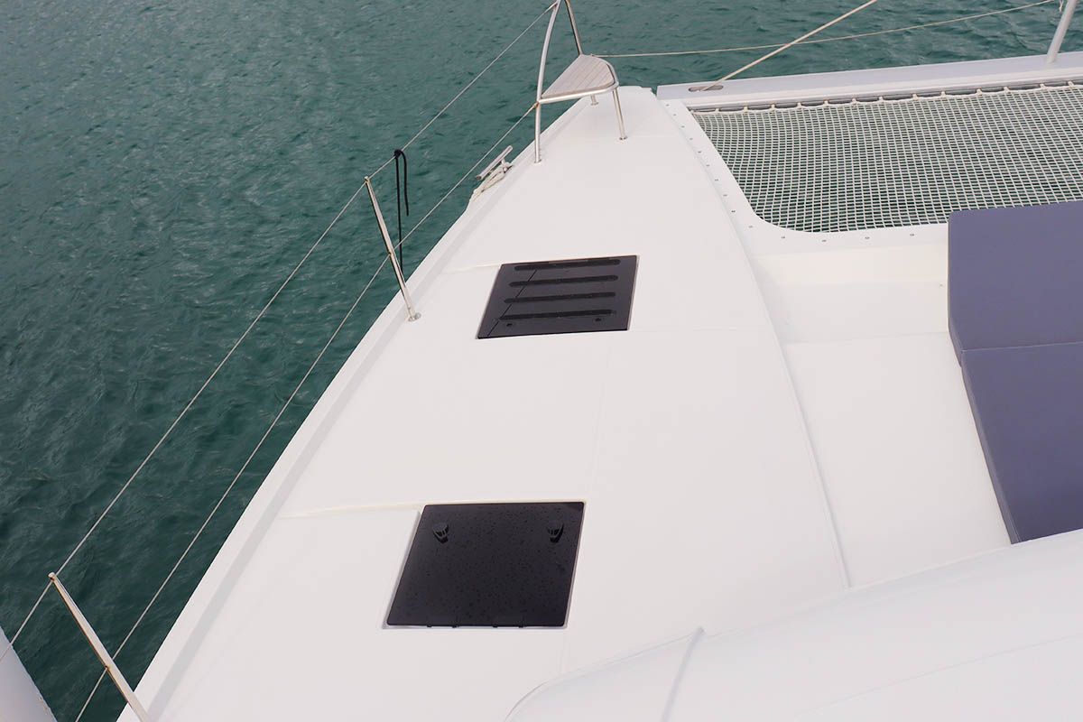 Deck of Instigator, a Fountaine Pajot Tanna 47 catamaran at Road Town, British Virgin Islands