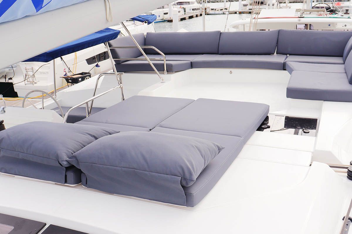 Deck of Instigator, a Fountaine Pajot Tanna 47 catamaran at Road Town, British Virgin Islands