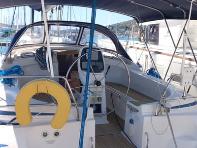 Cockpit of Eowyn G, a Bavaria 39 Cruiser sailboat at Grad Trogir, Croatia