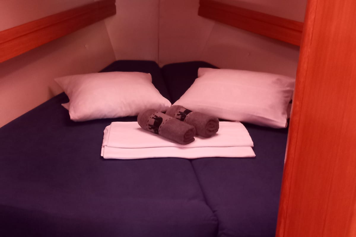 Cabin on Eowyn G, a Bavaria 39 Cruiser sailboat at Grad Trogir, Croatia