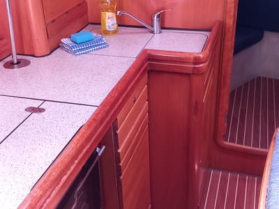 Galley of Eowyn G, a Bavaria 39 Cruiser sailboat at Grad Trogir, Croatia
