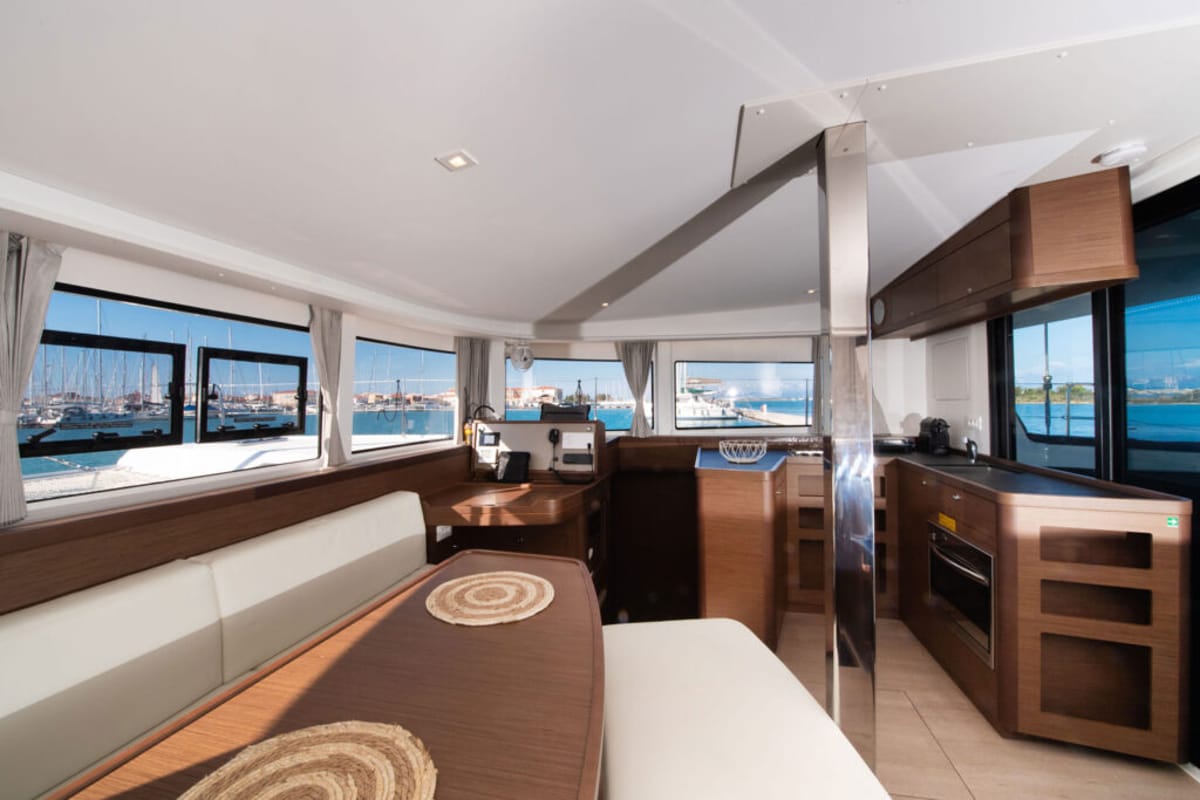 Salon of Premium, a Lagoon 42 catamaran at Municipal Unit of Lefkada, Greece