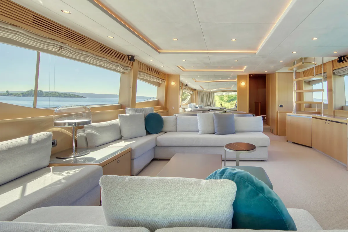 Salon of Insieme, a Princess Yachts Princess 85 yacht at Grad Trogir, Croatia