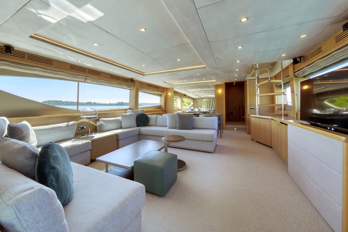 Salon of Insieme, a Princess Yachts Princess 85 yacht at Grad Trogir, Croatia