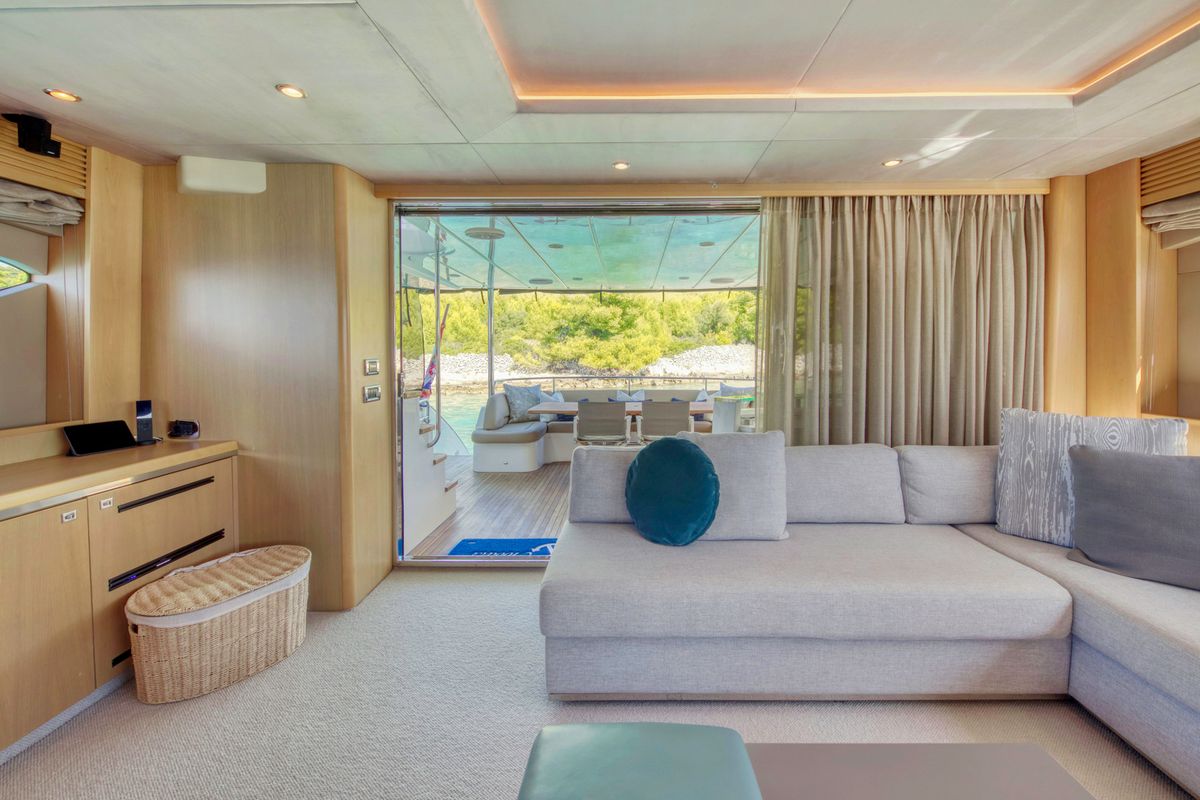 Salon of Insieme, a Princess Yachts Princess 85 yacht at Grad Trogir, Croatia